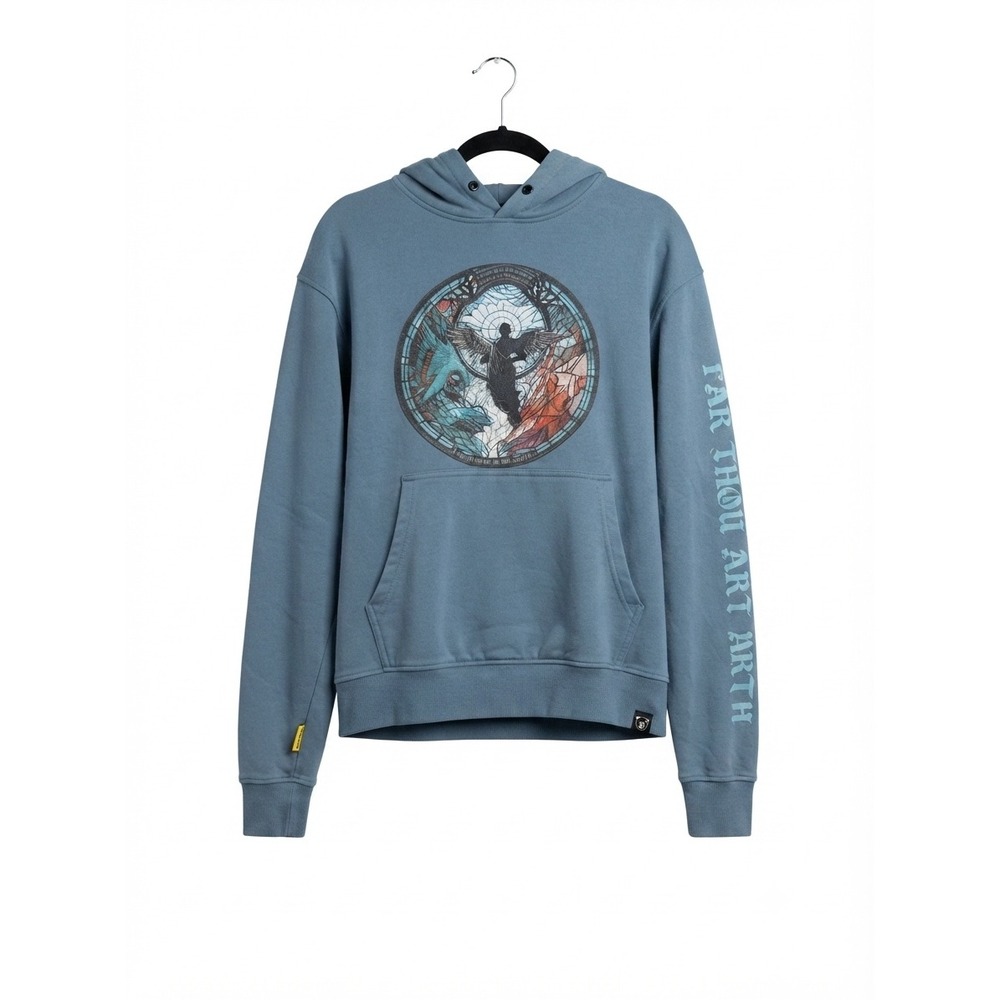 CivilizeD Stained Glass Angel Hoodie Blue Streetwear Psalm 23 Graphic Sweatshirt